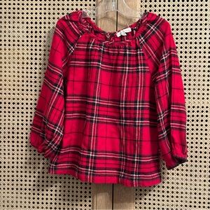 Copper Key Red Plaid Top Size M